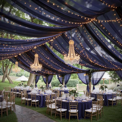 6 Panels Navy Blue Ceiling Drapes - Image 3