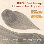 Rich Choices Human Hair Toppers for Women-100% Real Remy Hair Topper with 3D 360°Bang-Upgraded 150% Density 9 * 12CM Lace Base-Clip in Hairs topper for Thinning Hairs-14Inch #G3 Salt and Pepper Grey