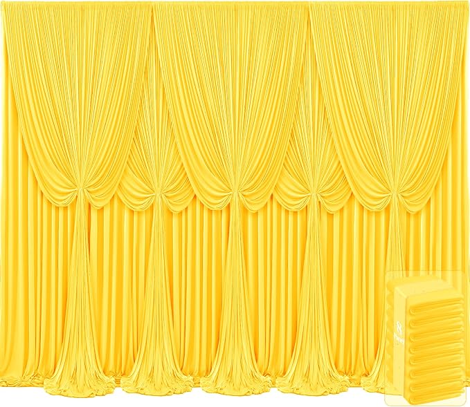 8 Panels Yellow Backdrop Curtains by Tao-GePartyDecorations