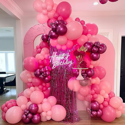 HILAVO Pink Balloons Set 12 Inch Hot Dark Magenta Light Pastel Pink Metallic - Image 3