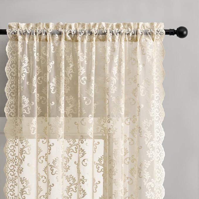 Beige Lace Curtains - Image 3