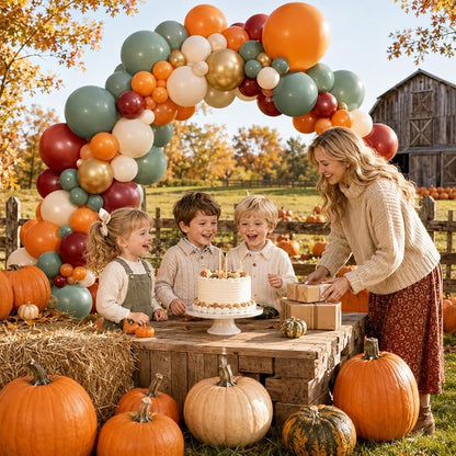 Fall Balloons, 12 Inch Burnt Orange Burgundy Sage Green Gold Balloon | - Image 3