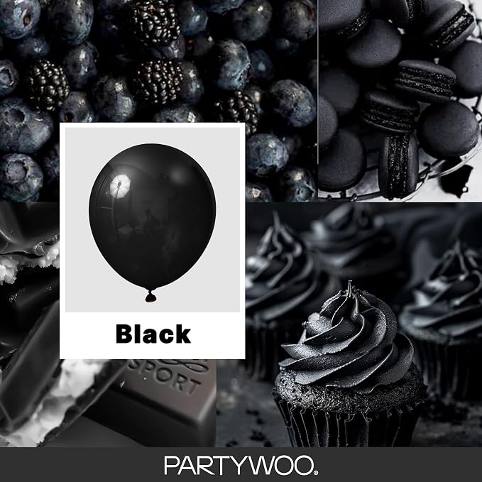 PartyWoo Black Balloons 100pcs Matte Latex Helium Balloons 10 Inch | Baby - Image 2