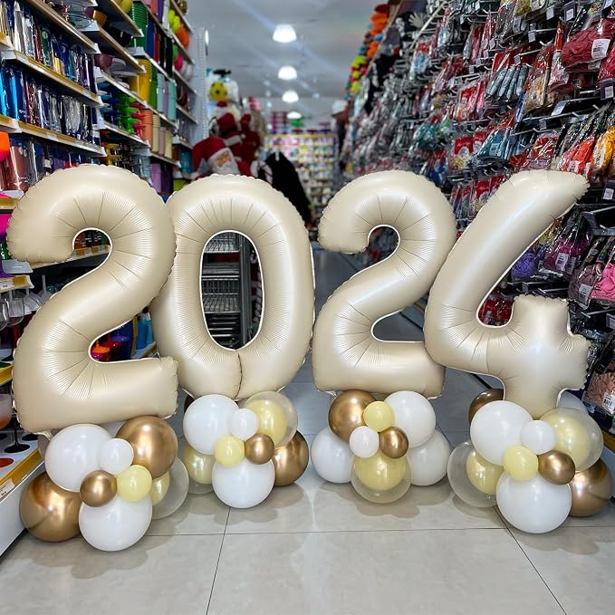 Number 2 Balloon Beige, 40 Inch Large Cream Foil 2 Helium Balloons - Image 6