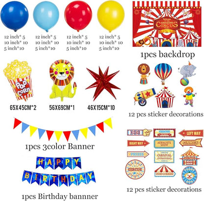 Circus Theme birthday party decorations & include red blue yellow balloon - Image 7