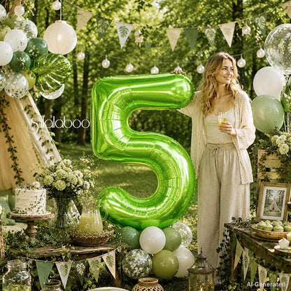 40 Inch Green Number 5 Balloon Lime Big Large Helium Number 0-9 | Giant Digital - Image 2