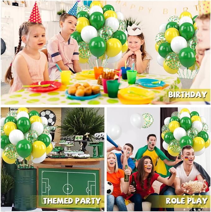Paready Green and Yellow Balloons, 12 Inch Latex Balloons Helium - Image 4