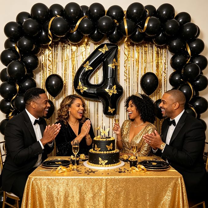 40 Inch Black Number 4 Balloon - Image 4