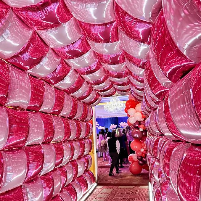 Hot Magenta Pink Square Foil Balloons Wall Tunnel Backdrop Double Sided - Image 4