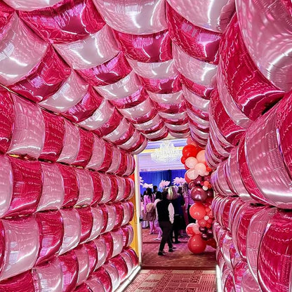Hot Magenta Pink Square Foil Balloons Wall Tunnel Backdrop Double Sided - Image 4