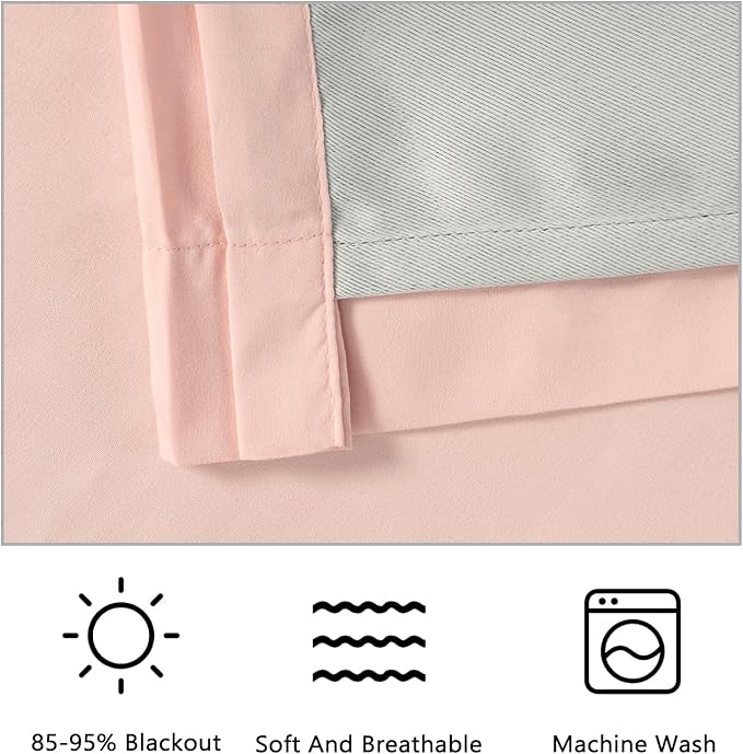 Room Darkening & Soundproof Window Curtain 52"Wx96"L | Luxurious Peach Pink - Image 5