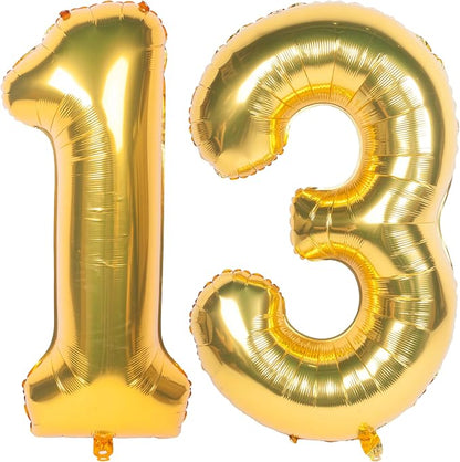 40 Inch gold Number Balloons 13 Helium Foil Mylar Balloon | Birthday Party by Exquisitehighqualitypartydecorationstomeetyoureveryneed%EF%BC%81