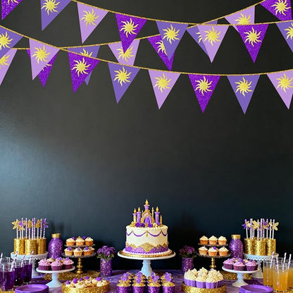 30Ft Purple Sun Party Decorations Purple Pennant Banner Flag Hanging Paper - Image 6