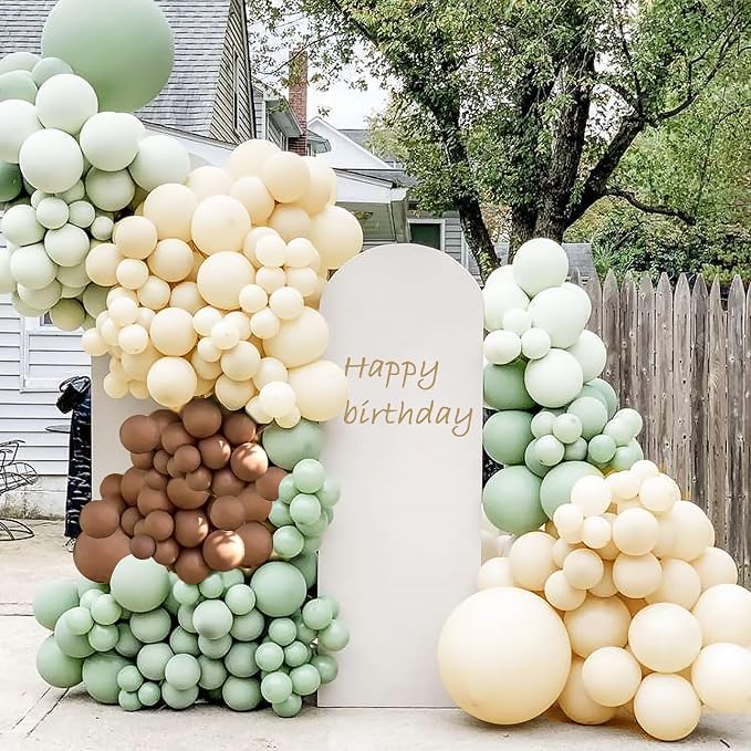 134Pcs Sage Green Tan Balloon Arch Kit, - Image 7