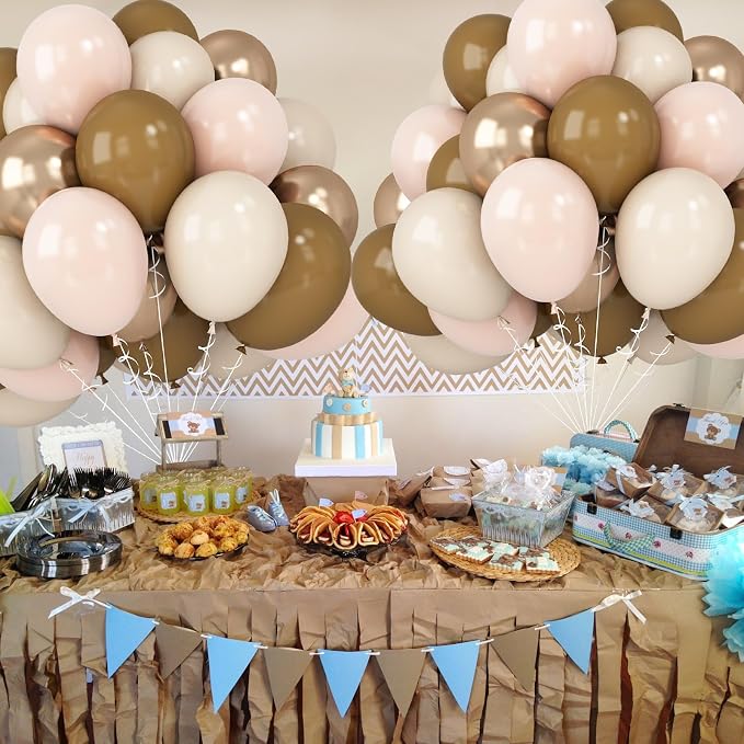 Brown Beige Gold Balloons Blush Neutral Tan Sand White Champagne Latex Balloon - Image 8
