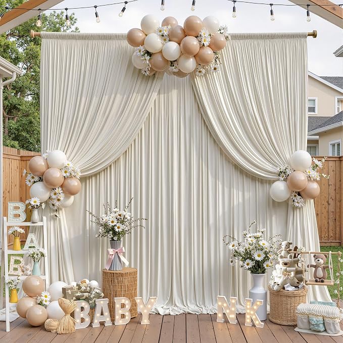 40ftx10ft Wrinkle Free Beige Backdrop Curtains - Image 6