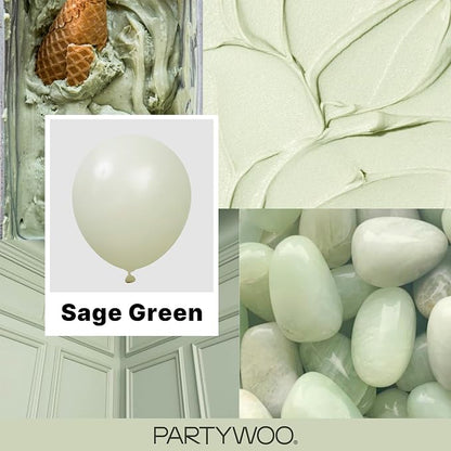 PartyWoo Sage Green Balloons 140pcs Dusty Boho Green Color 18 12 10 5 Inch | 18 - Image 2