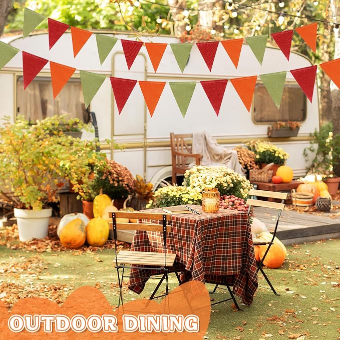 HESTYA 42 Pieces Colorful Pennant Banner Flag Orange Red Green Bunting Triangle - Image 4