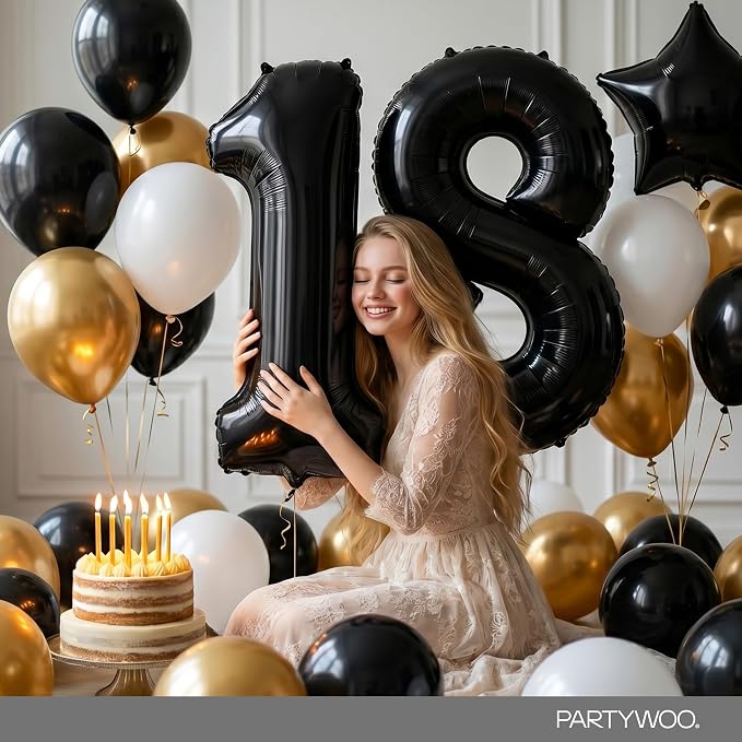 PartyWoo Number Balloons 40 Inch Black Number 8 Kit 25pcs - Image 8