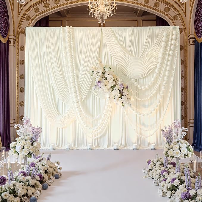10ft x 8ft Ivory Backdrop Curtain - Image 3