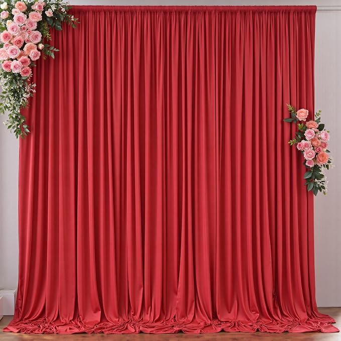 10ft x 8ft Wrinkle Free Red Backdrop Curtains by Outpain