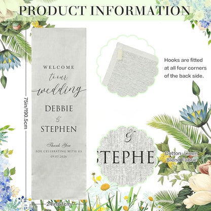 Personalized Wedding Welcome Sign Banner – Custom Couple Names & Date, Elegant - Image 5