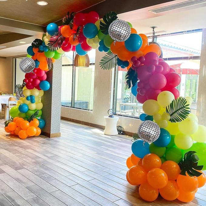 Tropical Balloons Garland Arch Kit, 18 10 5 Inch Summer Green Hot Pink Orange - Image 6