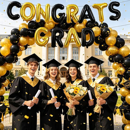 TONIFUL Black and Gold Letter Balloons 52 Pcs 2 Sets A-Z Alphabet Banner Kit 16 - Image 5