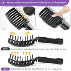 Hair Brush, Detangler Hair Brushes for Women Men Kids Faster Blow Drying, Curved Vent Detangling Brush for Wet Dry Curly Straight Thick Thin Hair Adds Shine, Makes Hair Smooth (black)