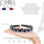 Camila Paris MP854 French Headband for Women, Strong Hold Grip Women's Hair Band, Very Flexible, No Slip and Durable Styling Girls Hair Accessories, Made in France with Cellulose