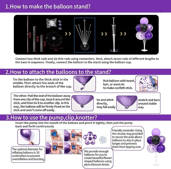 4 Sets Purple Black Balloons Stand - Image 8