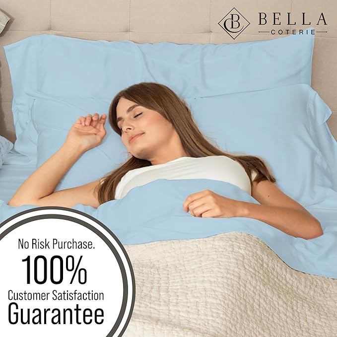 Bella Coterie | Luxury Bamboo Viscose King Size Pillowcase Set | 100% Organically Grown | Ultra Soft | Cooling | 2 Pcs [Coastal Blue]