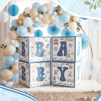 Kathfly 4 Pcs Blue Safari Baby Shower Decoration Blue Toile De Jouy Chinoiserie - Image 6