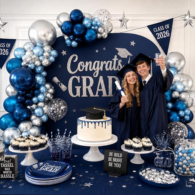 Blue Silver Balloons Set - Image 3