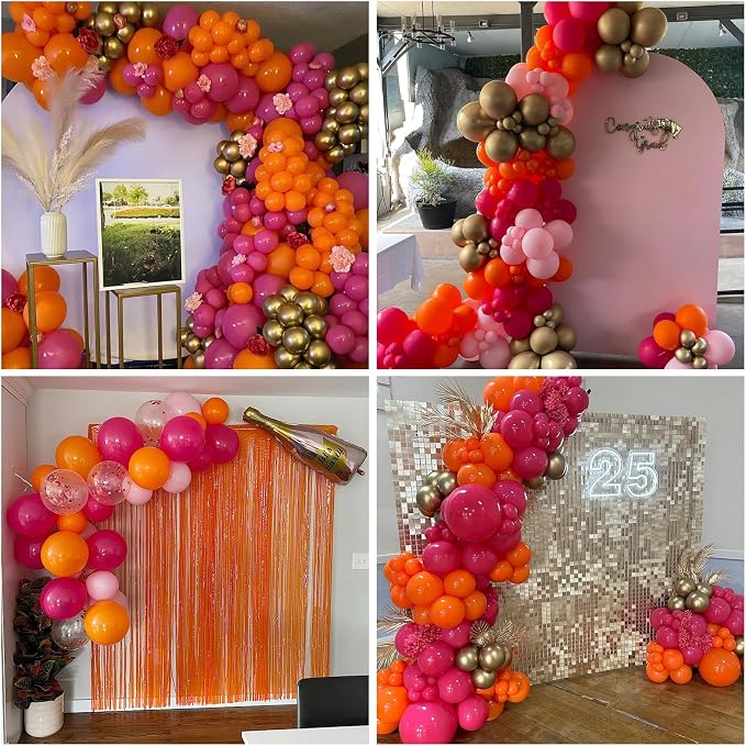 Jobkoo Pink and Orange Balloons 12 Inch Sunset Coral Orange Hot Pink Tropical - Image 5