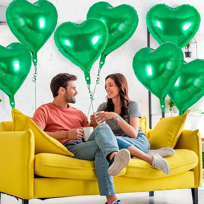12 Pcs Green Heart Balloons, 18 Inch Heart Foil Balloons Love Balloon Valentine - Image 4