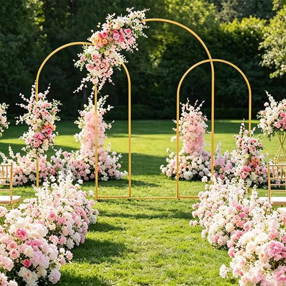 Arch Backdrop Stand and Cover Set Metal Arch Frame Stand Gold - Image 7