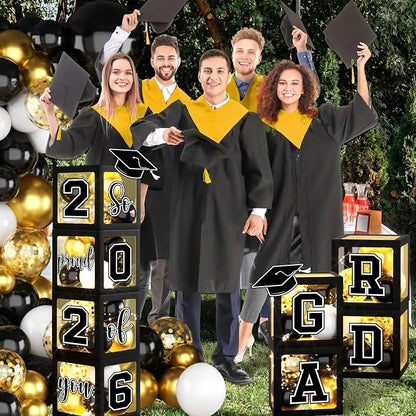 2026 Graduation Decorations Black and Gold Grad Balloon Boxes - Image 3