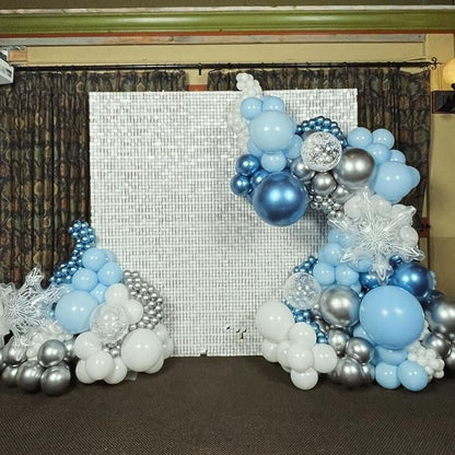 Blue and Silver Balloons Arch Kit, Baby Shower, Winter Wonderland Snow Theme - Image 6
