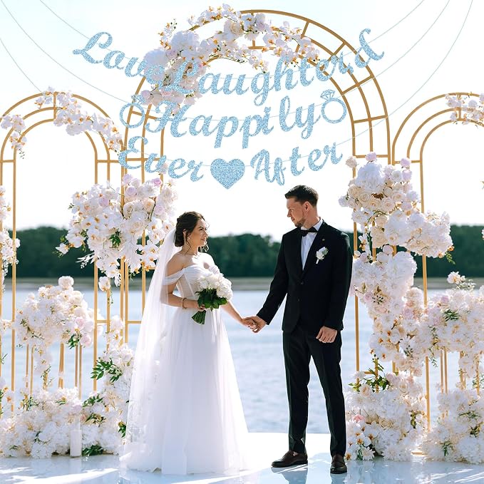 Ctosree Love Laughter & Happily Ever After Banner, Pre-strung, Ever After - Image 6