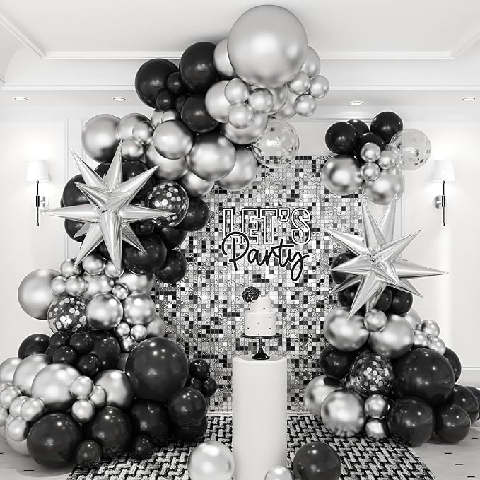 Black and Silver Balloons Garland Arch Kit by CboDecoBalloonArchKit