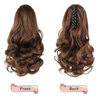 Ponytail Extension, Clip on Ponytails for Women, 12" Claw Clip in Short Curly Wavy Pony Hair Extension for Women - Light Golden Brown