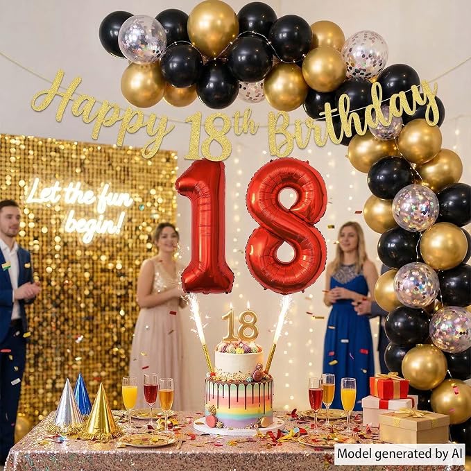 Red Number 18 Balloon 40 Inch, Foil Numeral - Image 6