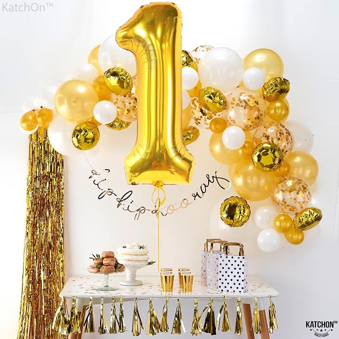 KatchOn, Happy Birthday Number Balloon | Large Mylar Gold Number Balloons - Image 5