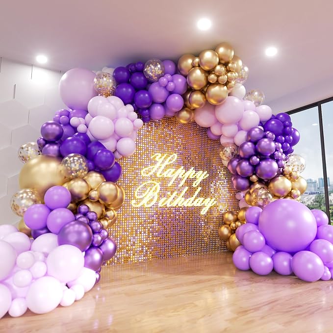 Purple Balloon Arch Kit, ADOINBY 153Pcs Different Sizes inch Lavender Metallic by ADOINBY