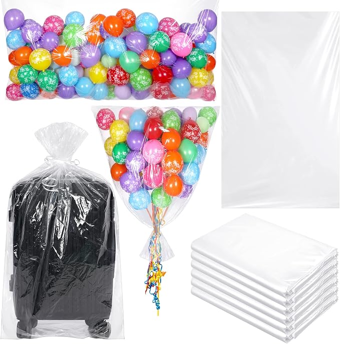6 Pieces Balloon Transport Bags, 98.4 x 59.1 Inch Clear Giant Storage Bags by Sherr