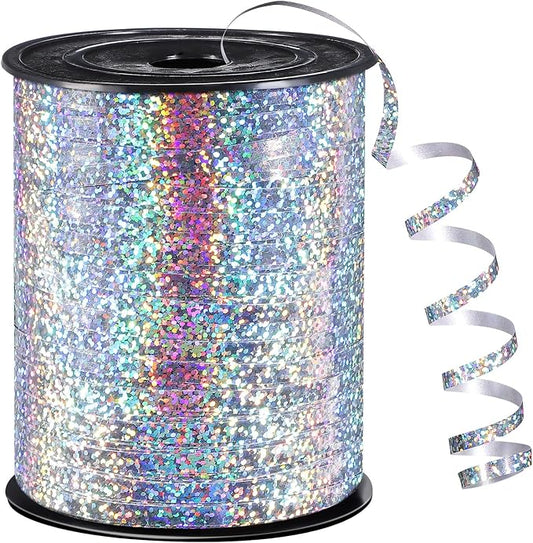 woric Silver Curling Ribbon 600 Yards 1/5 Inch Balloon String Ribbon | Metallic by woric