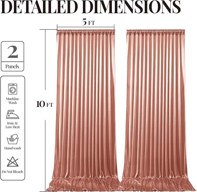 10x10 ft Rose Gold Glitter Backdrop Curtain - Image 9