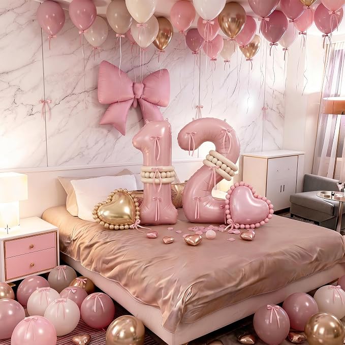 40 Inch Dusty Pink 12 Number Balloon - Image 6