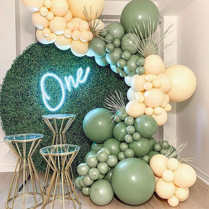 PartyWoo Sage Green Balloons 50pcs Olive Eucalyptus Dusty Green Boho Color | 12 - Image 5